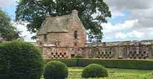 The Lindsay family summer house in the corner of the garden at Edzell Castle