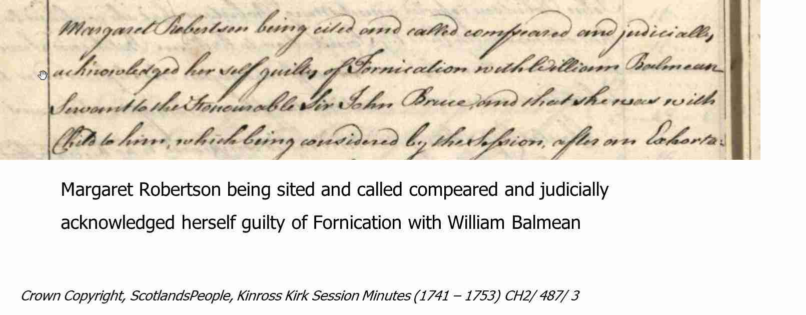 Scottish Kirk Session minute about Illegitimacy