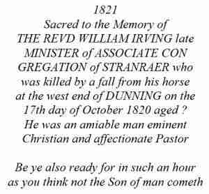Monumental inscription for William Irving