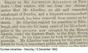 example of an 1862 Obituary from the Dundee Advertiser newspaper