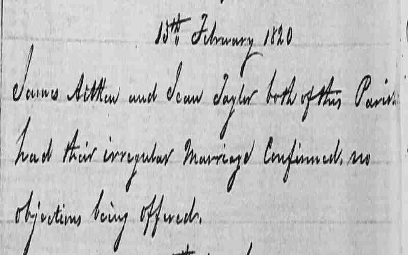 An irregular marriage in Scotland between James Aitken and Jean Taylor An irregular marriage in Scotland between James Aitken and Jean Taylor