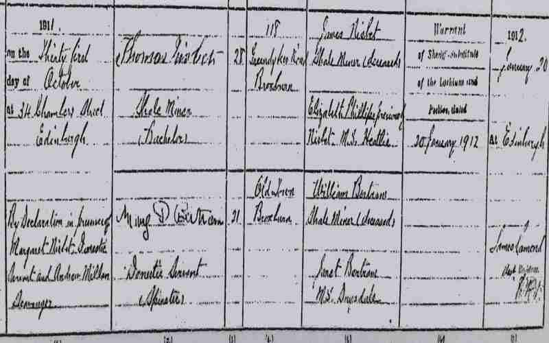 An irregular marriage in Scotland registered by a Sheriff warrant An irregular marriage in Scotland registered by a Sheriff warrant
