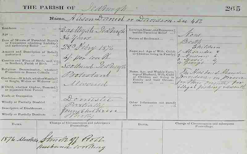 A poor relief record about a family who received financial support in 1876. A poor relief record about a family who received financial support in 1876