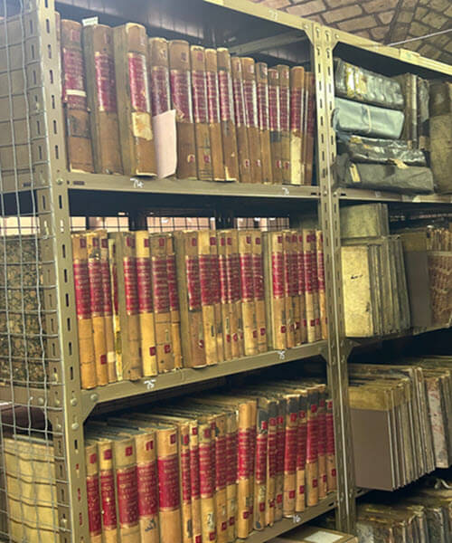 Archival books at the City of Edinburgh Archives.