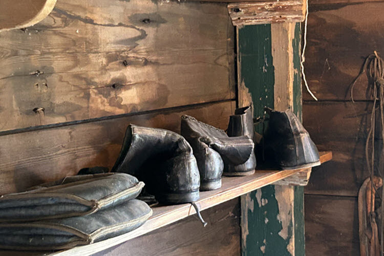 Old handmade shoes made by a cordwainer