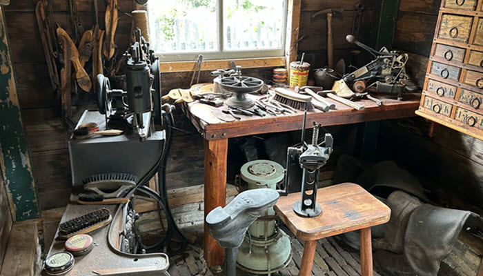 Traditional tools used by a cordwainer who was a shoemaker.