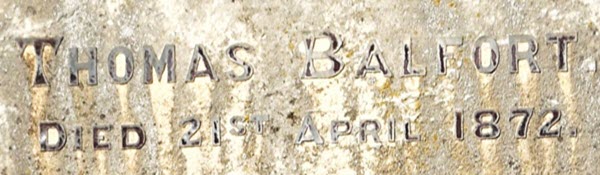 A variation of the Balfour surname on a gravestone